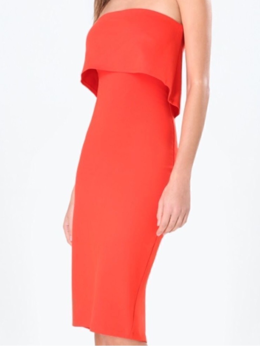 NWT Stunning Bebe Red Sheila Strapless Ponte Dress
